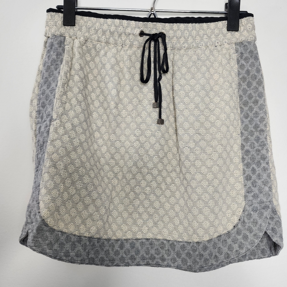 Lou & Grey Cream and Gray Textured Mini Skirt XS